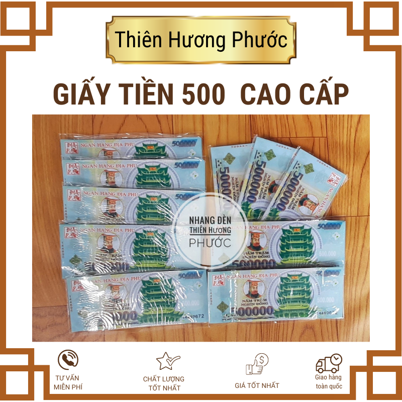 Giấy tiền Vàng mã tiền âm phủ  loại 500 , 200, 100, 50, 20, 10 dày 100g in rõ [cao cấp