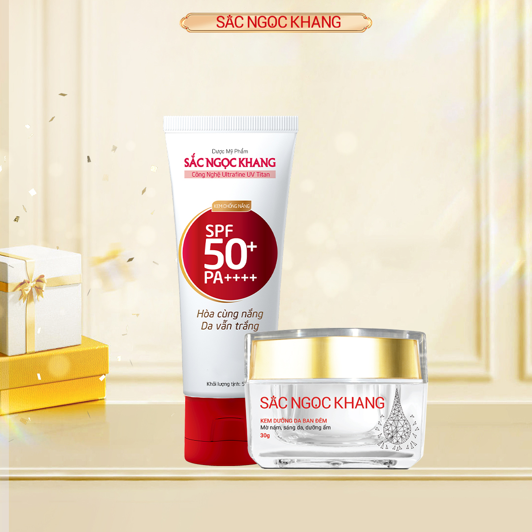 Combo chăm sóc da ngày và đêm Kem dưỡng da ban đêm 30g + Kem chống nắng 50g SPF 50 PA++++