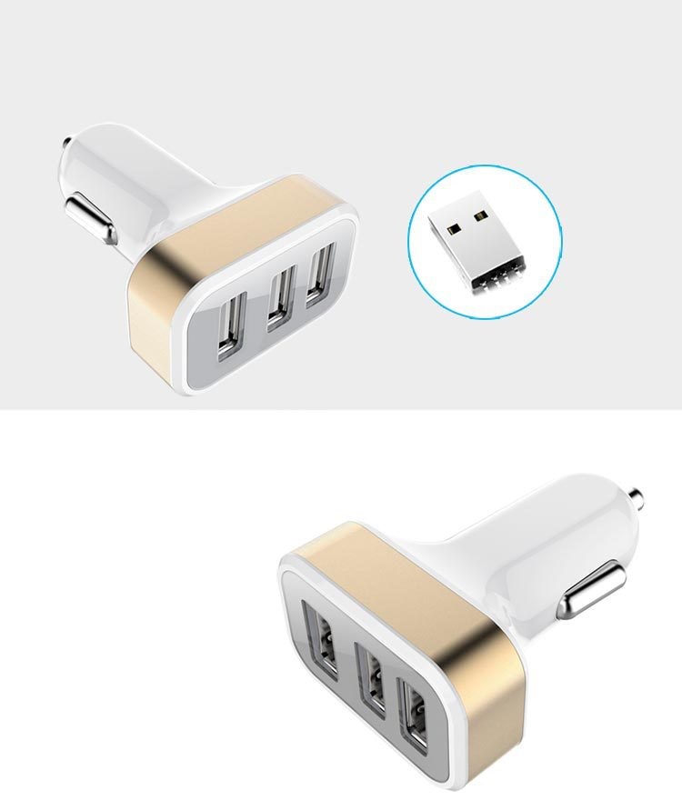 Củ sạc trên ô tô hợp kim nhôm 4.1A thông minh bộ sạc điện thoại với 3 đầu USB dung lượng lớn