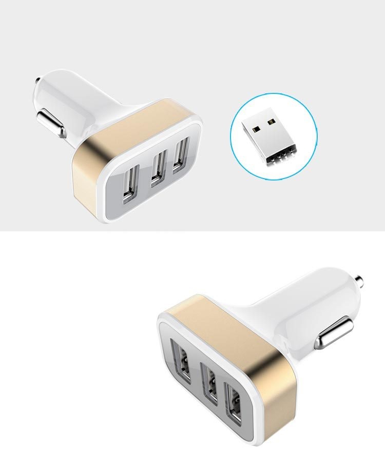 Củ sạc trên ô tô hợp kim nhôm 4.1A  thông minh bộ sạc điện thoại với 3 đầu USB dung lượng lớn