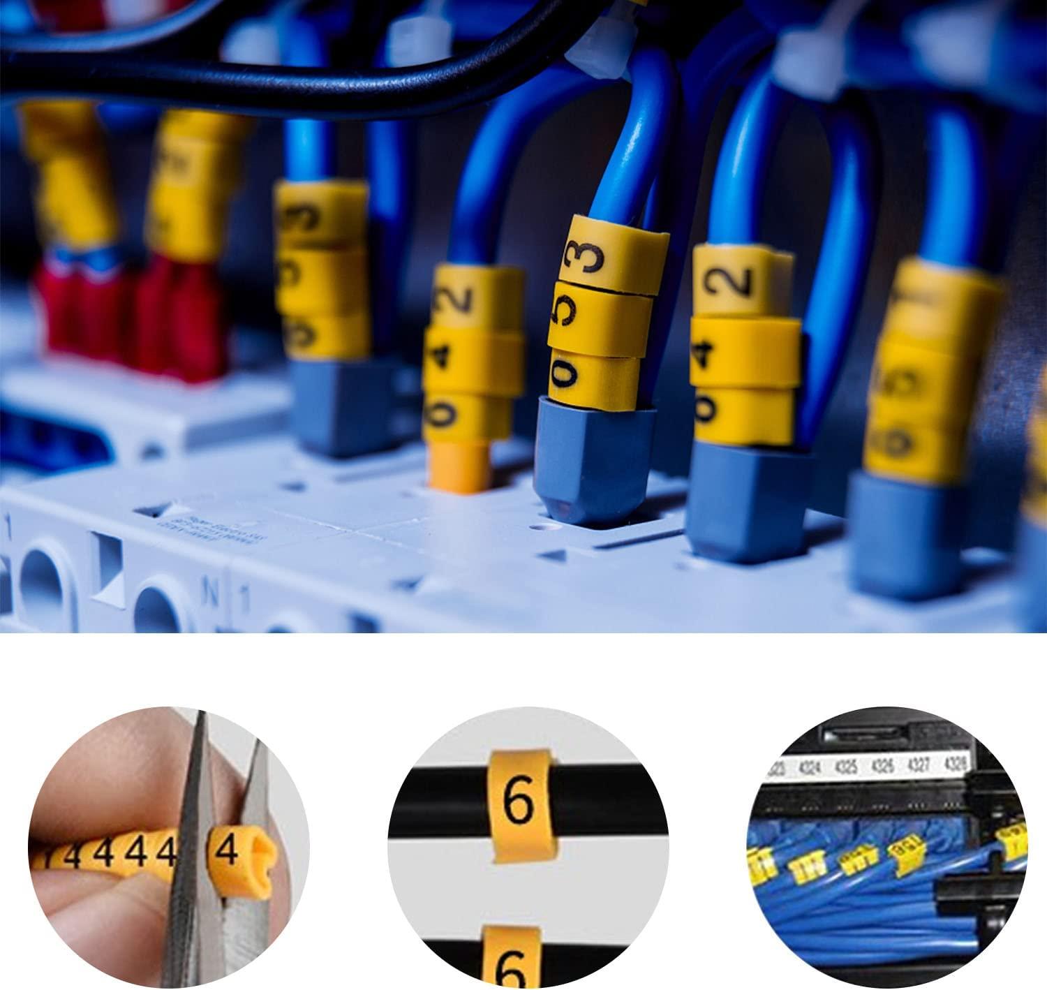 10 cuộn 0~9 bộ Thẻ cáp, 2,5mm², khoảng 270 viên mỗi cuộn, đường kính dây lên tới 4,2mm, chất liệu PVC, độ bền cao, rãnh răng bên trong, không dễ rơi ra