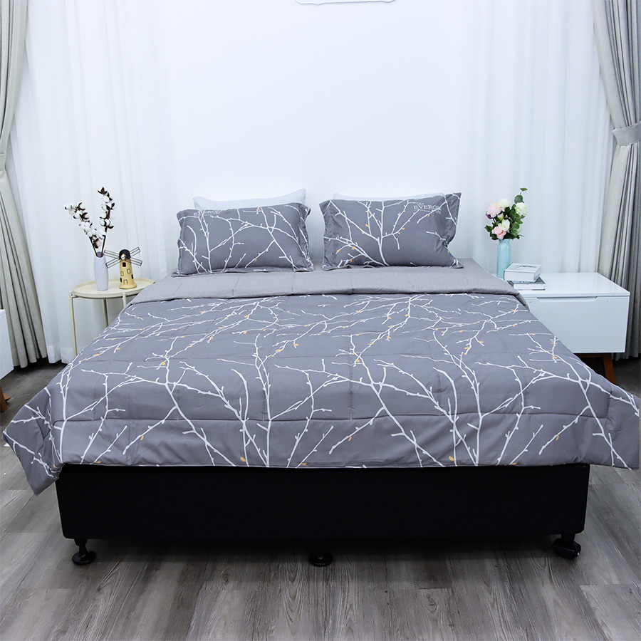 Bộ ga giường Everon Lite ELM 102 Microfiber Xám (4 món)
