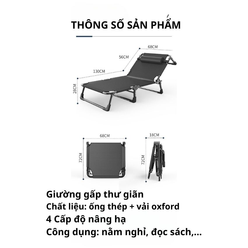 Giường Xếp Gấp Gọn Thư Giãn Đa Năng, Giường Ngủ Gấp Gọn Văn Phòng