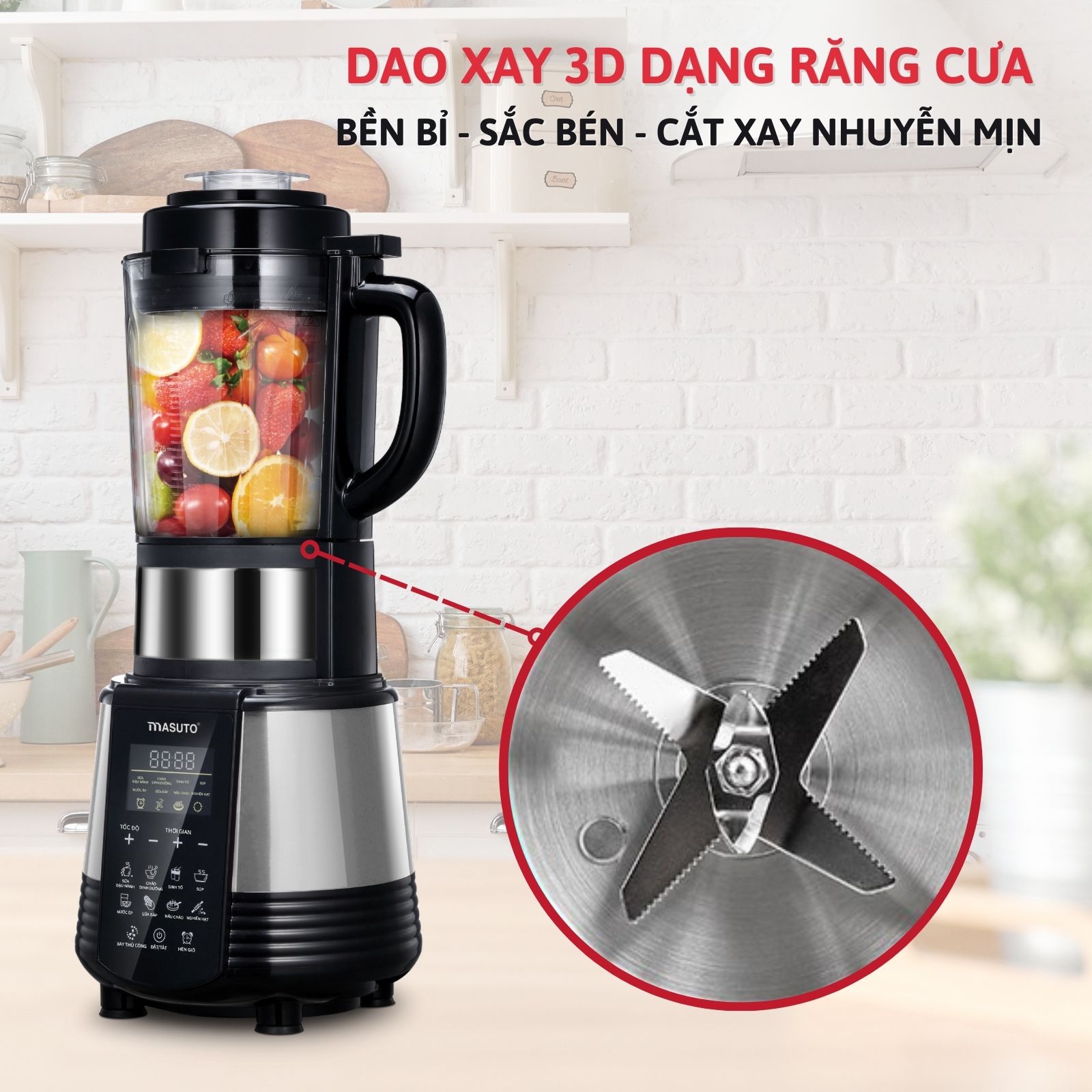 Máy làm sữa hạt Masuto 1,75L chuyên xay và làm các món sữa hạt, eatclean, ăn chay-HÀNG CHÍNH HÃNG