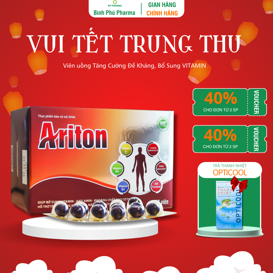 Viên Uống Bổ ARITON Hỗ Trợ Tăng Cường Sức Khỏe, Sức Đề Kháng, Bổ Sung Vitamin, Khoáng Chất Cho Cơ Thể - Hộp 60 Viên