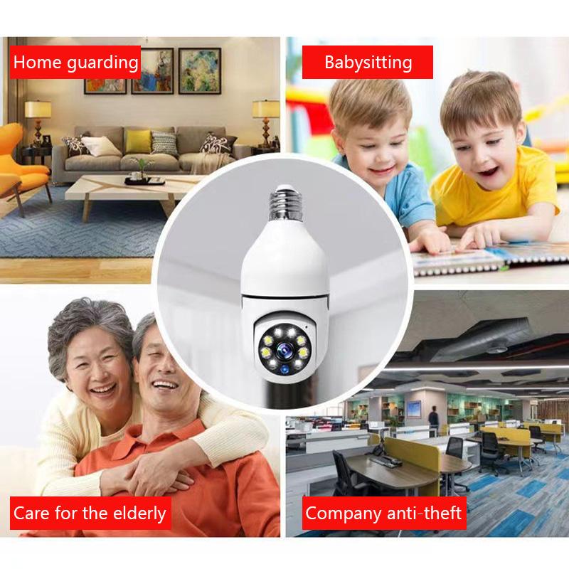E27 WiFi Bóng đèn giám sát 360 Camera Tầm nhìn ban đêm Tự động theo dõi con người theo dõi Panoramic Wireless Protection Monitor Màu sắc
