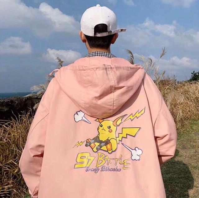 Áo khoác dù nam nữ in pikachu