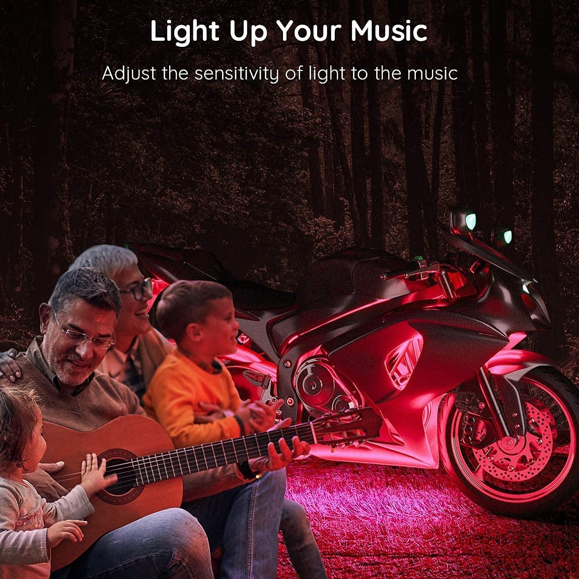 Đèn gầm xe máy Govee Motorcycle LED Light Kits H6194 | Gồm 12 dải led kháng nước, RGB 16 triệu màu nháy theo nhạc