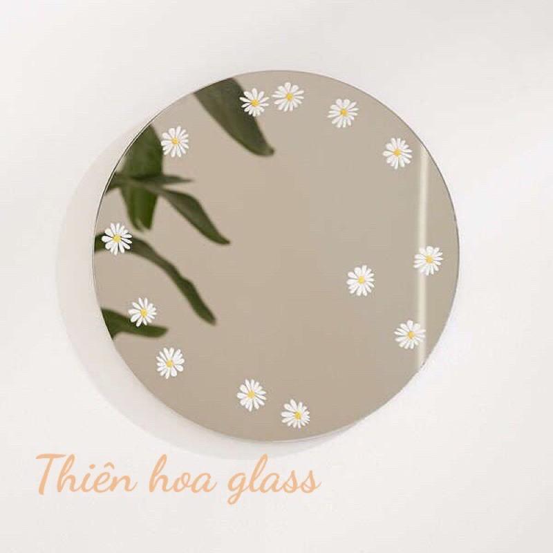 Gương hoa cúc trắng viền dây trang trí treo tường - D40