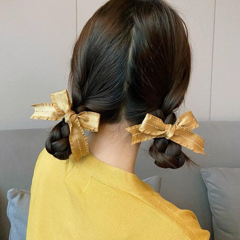 Cột tóc nơ phối chỉ phong cách retro cổ điển Hàn Quốc dễ thương Tatitava