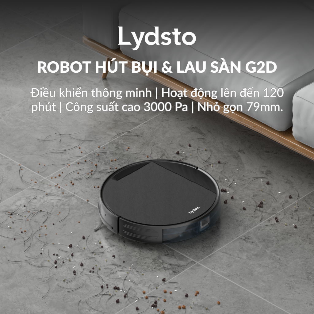 Robot hut bụi lau nhà thông minh Lydsto G2D lực hút 3000Pa diện tích hoạt động 200m2 - Hàng chính hãng