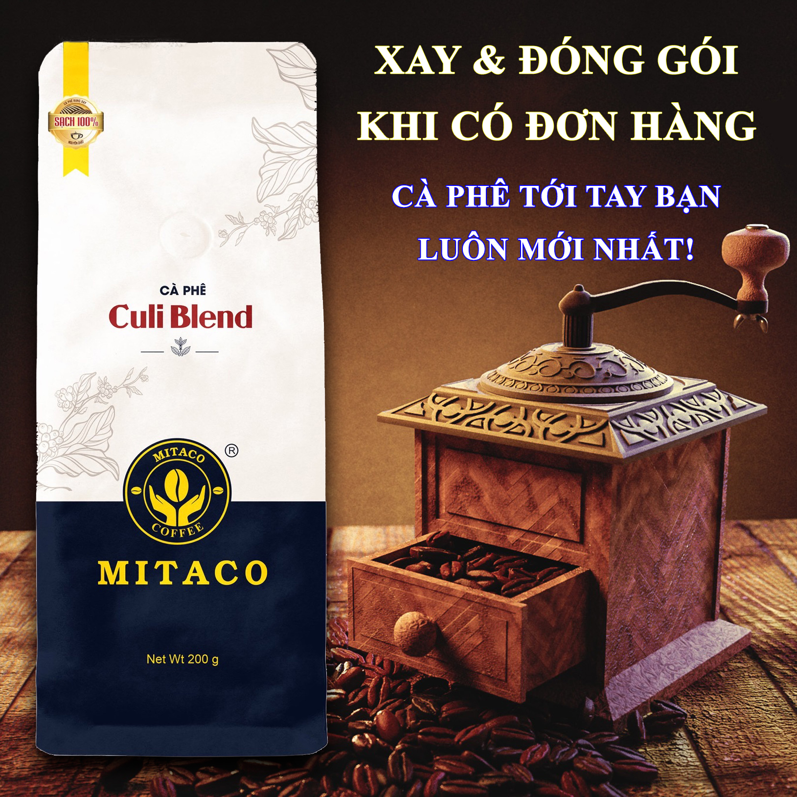 Cà Phê Culi Blend Nguyên Chất MITACO COFFEE (Gói 200g)