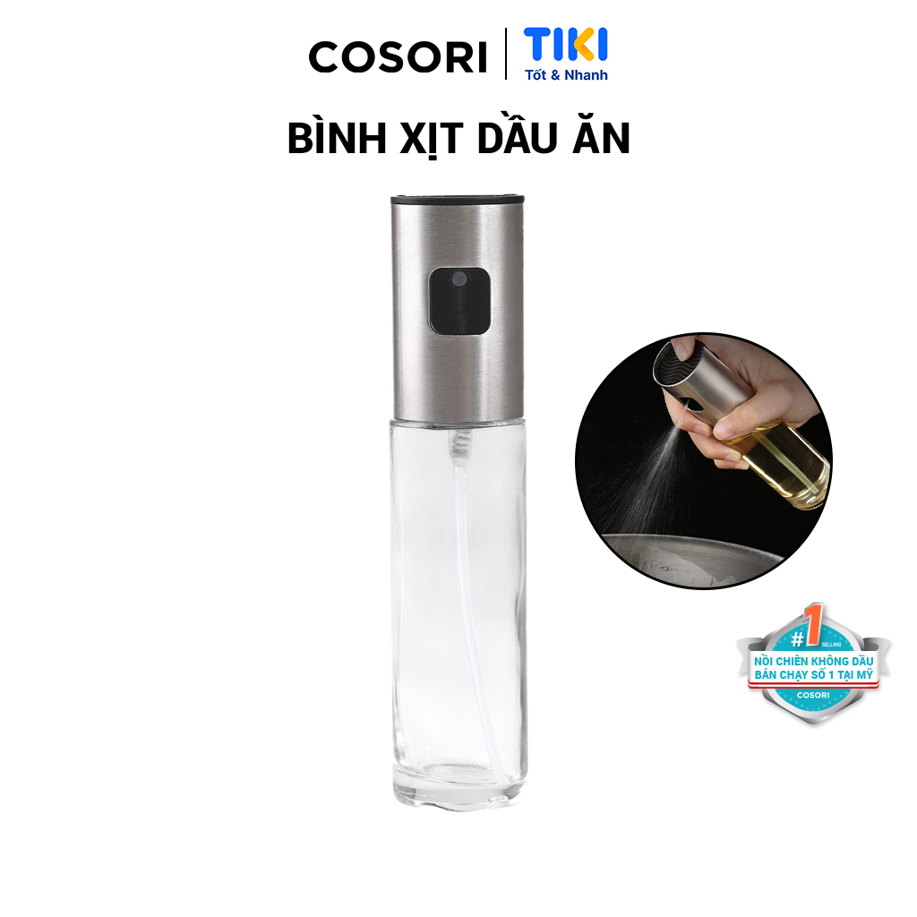 Bình Xịt Dầu Ăn 100ml - Giao Nắp Màu Ngẫu Nhiên Bạc - Vàng - Hàng chính hãng