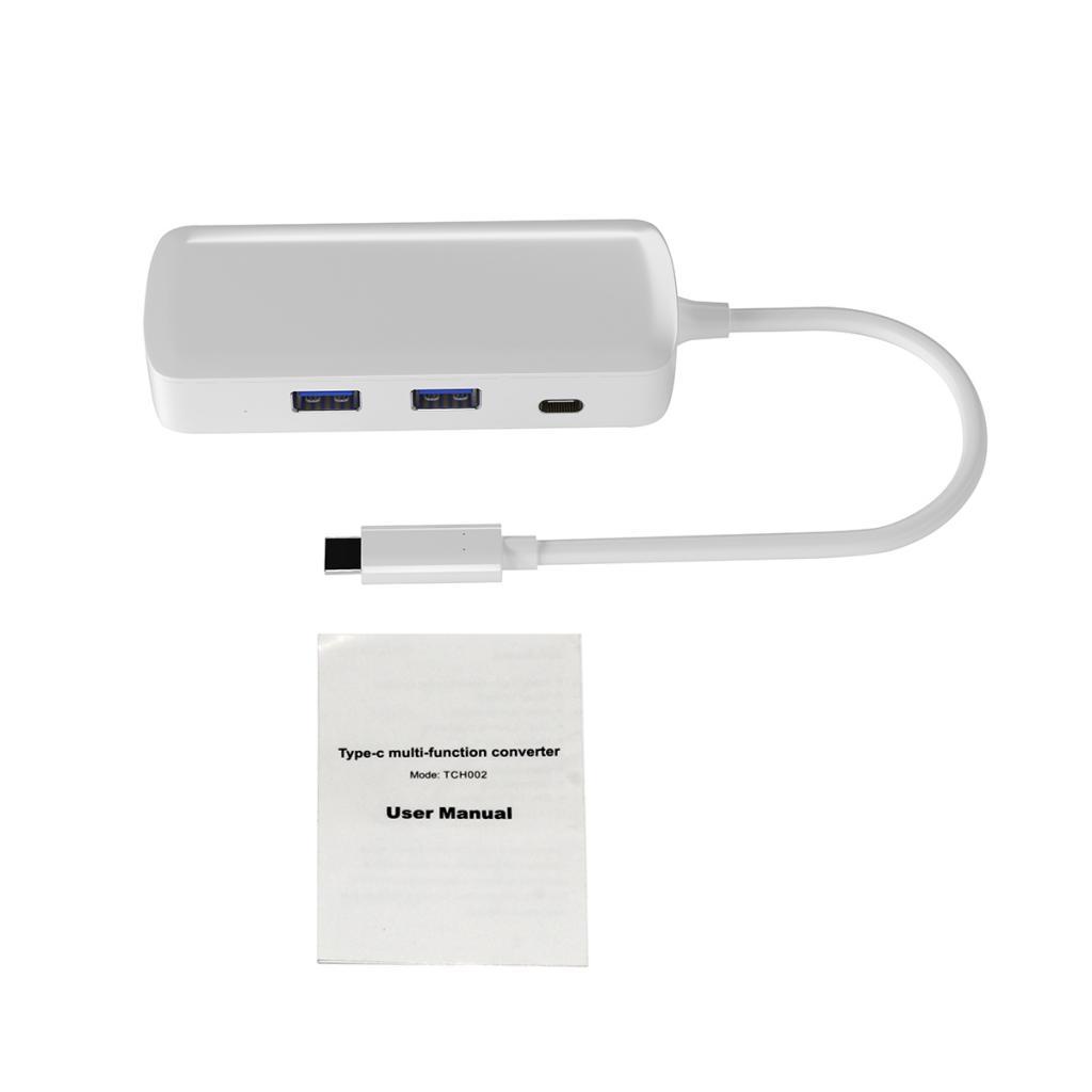 Type-c Hub USB-C to  4K Converter with 2xUSB3.0+PD Port Adapter Cable