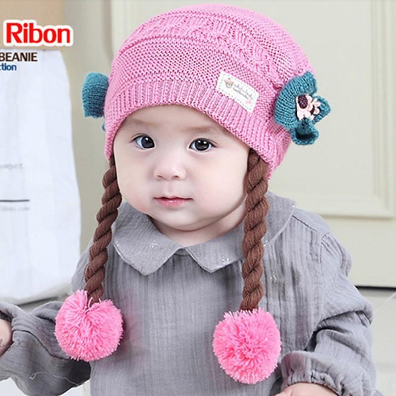 Mũ Len 2 bím siêu cute cho bé