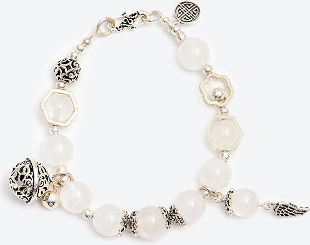 Vòng tay thạch anh ưu linh trắng mix lục lạc Ngọc Quý Gemstones