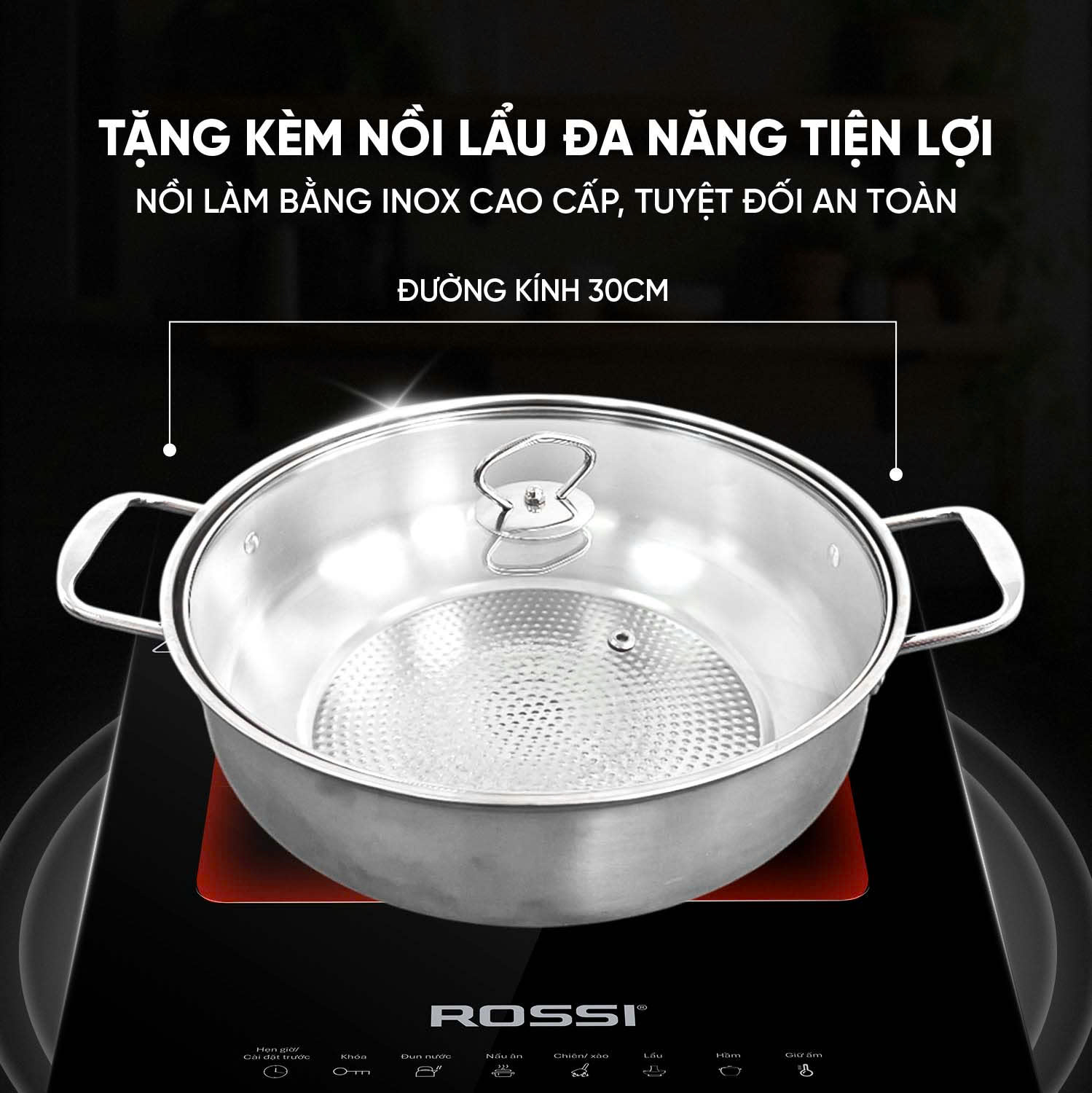 Bếp Từ Đơn Tân Á Đại Thành Rossi RS-1020CE01 Kèm Nồi - Hàng Chính Hãng