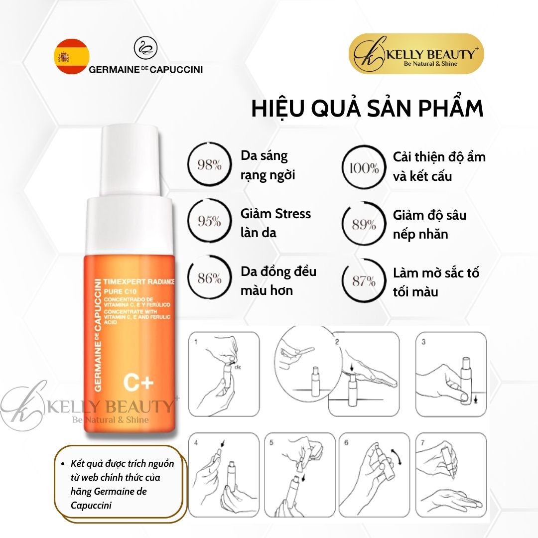 Tinh Chất Vitamin C Đông Khô Germaine Timexpert Radiance C+ Pure C10 Concentrate | Kelly Beauty