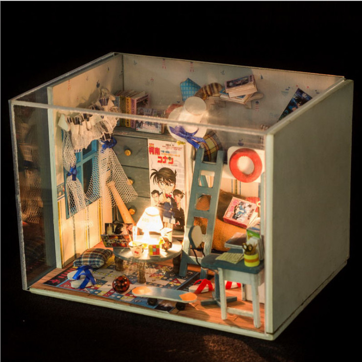 Mô hình nhà DIY Doll House Detective Conan Thám tử Conan Kèm Mica Chống bụi