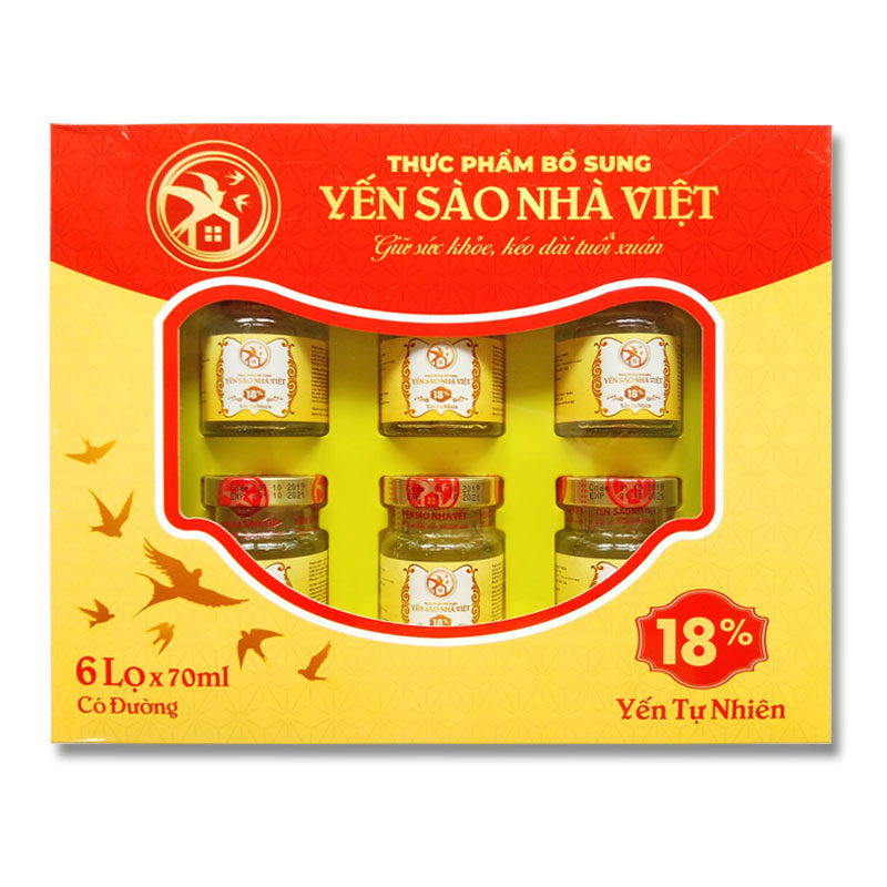 [Kèm Qùa] 3 Hộp Yến Sào Nhà Việt 18% ( 6 lọ x 3 hộp )