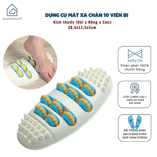 Dụng Cụ Massage Bàn Chân (10 BI)- Dụng Cụ Lăn Mát Xa Chân Thư Giãn Giảm Căng Thẳng Thúc Đẩy Lưu Thông Máu - HÀNG CHÍNH HÃNG MINIIN