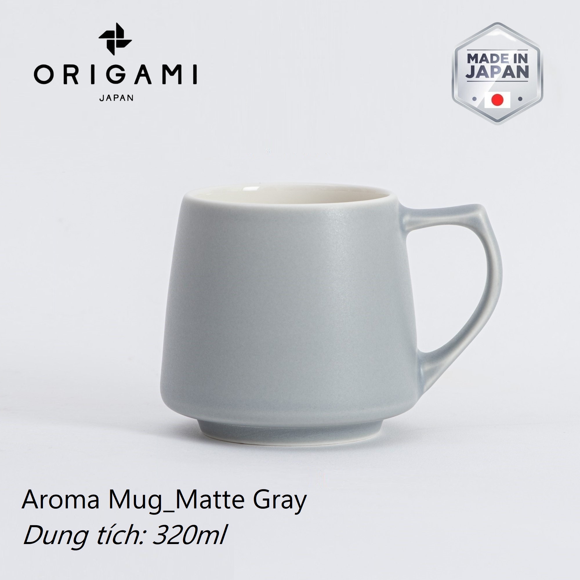 Ly Sứ Uống Trà Cà Phê Origami Aroma Mug 320Ml - Matte Gray