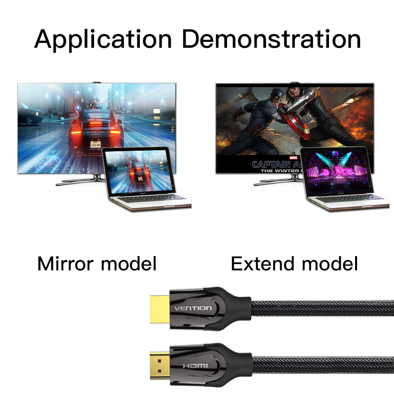 Cáp HDMI 2.0 bọc lưới cao cấp Vention, hỗ trợ 2k, 4k 60Hz - Hàng chính hãng Vention