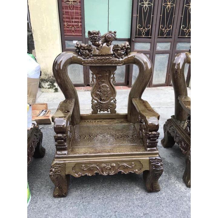 Bộ Bàn Ghế Tam Sư Nghê Ba Đầu Gỗ Mun Đuôi Công