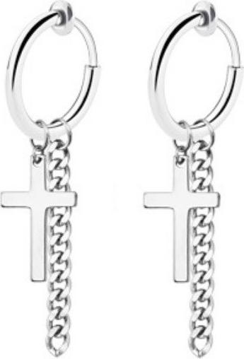 Bông Tai Nam KPOP Loại Kẹp Ko Cần Bấm Lỗ Tai Hình Thánh Giá Chất Liệu Thép Titan Không Rỉ TT 1690 - 1 Cặp