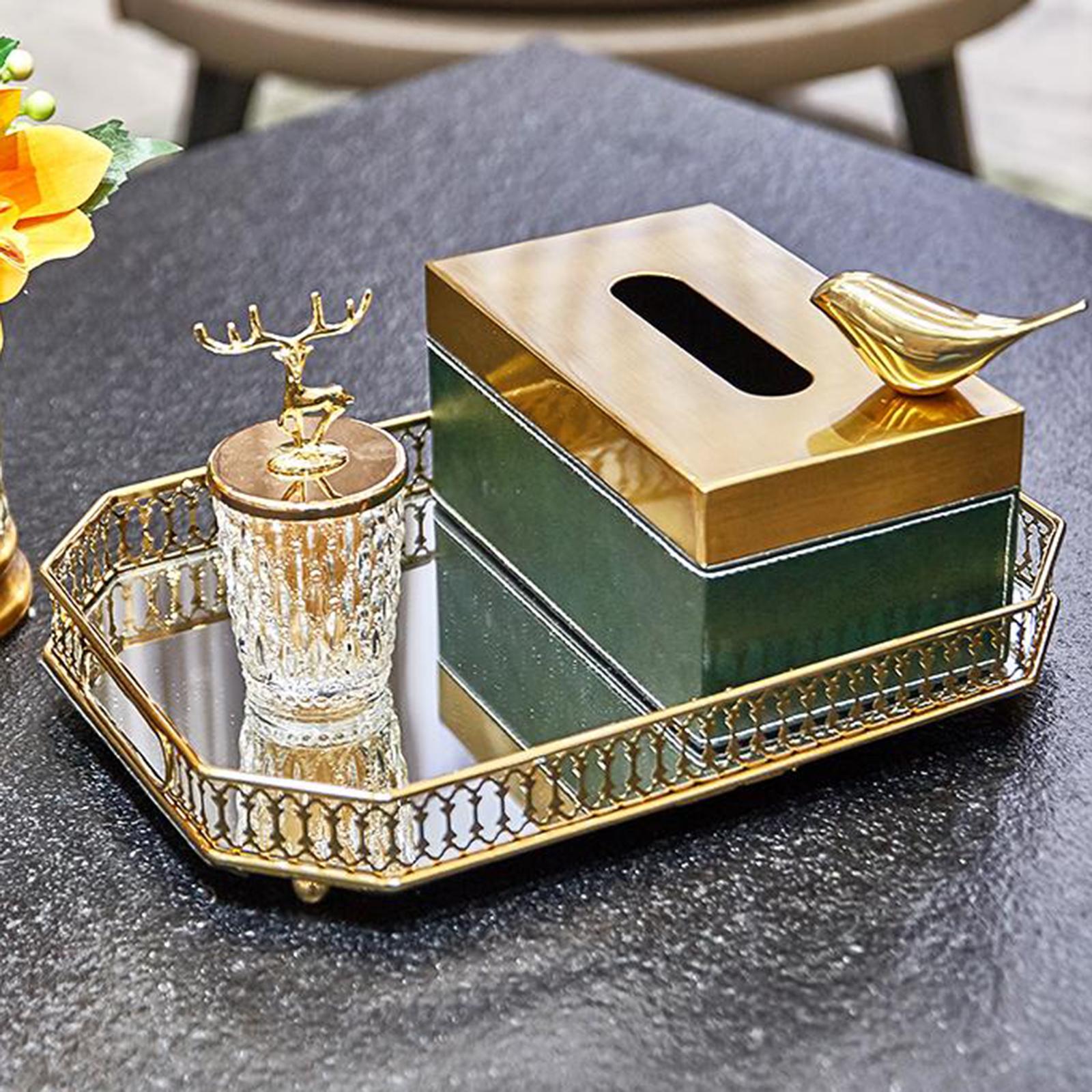 Mirrored Crystal Vanity Tray - Ornate Decorative Tray for Perfume, Jewelry and Makeup