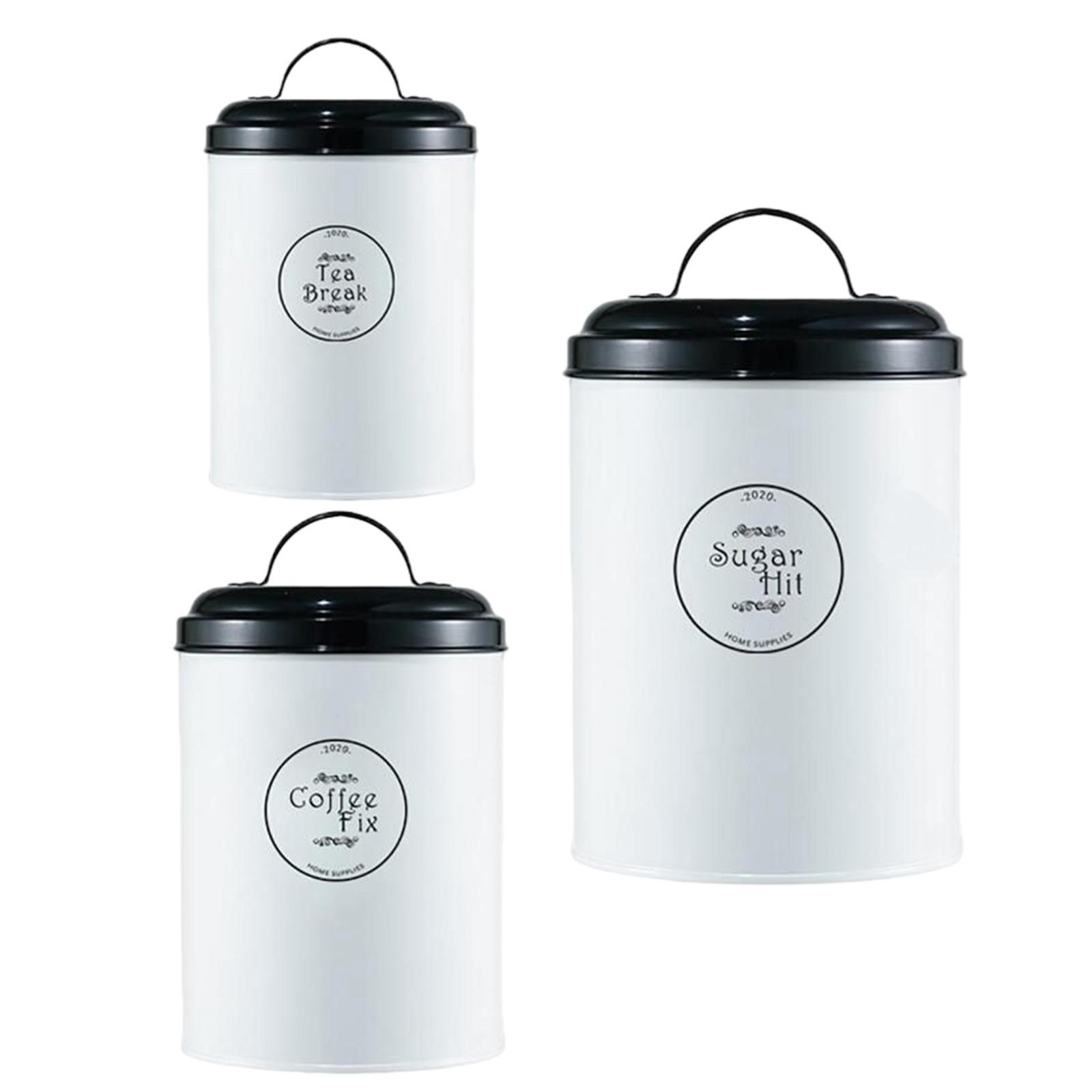 3x Storage Jars Sugar Coffee Tea Organizer Nordic for Office Kitchen Bedroom