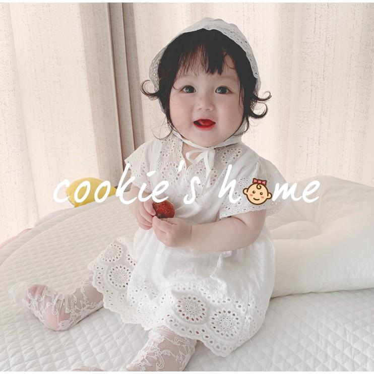 [Cookie'sHome x princess] Bộ body trắng kèm nơ coton cho bé gái sơ sinh chụp thôi nôi đầy tháng studio