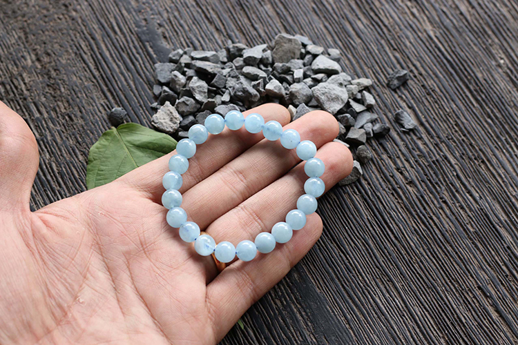Vòng Aquamarine (Hải Lam Ngọc) Myanmar 8mm Ngọc Quý Gemstones VT130