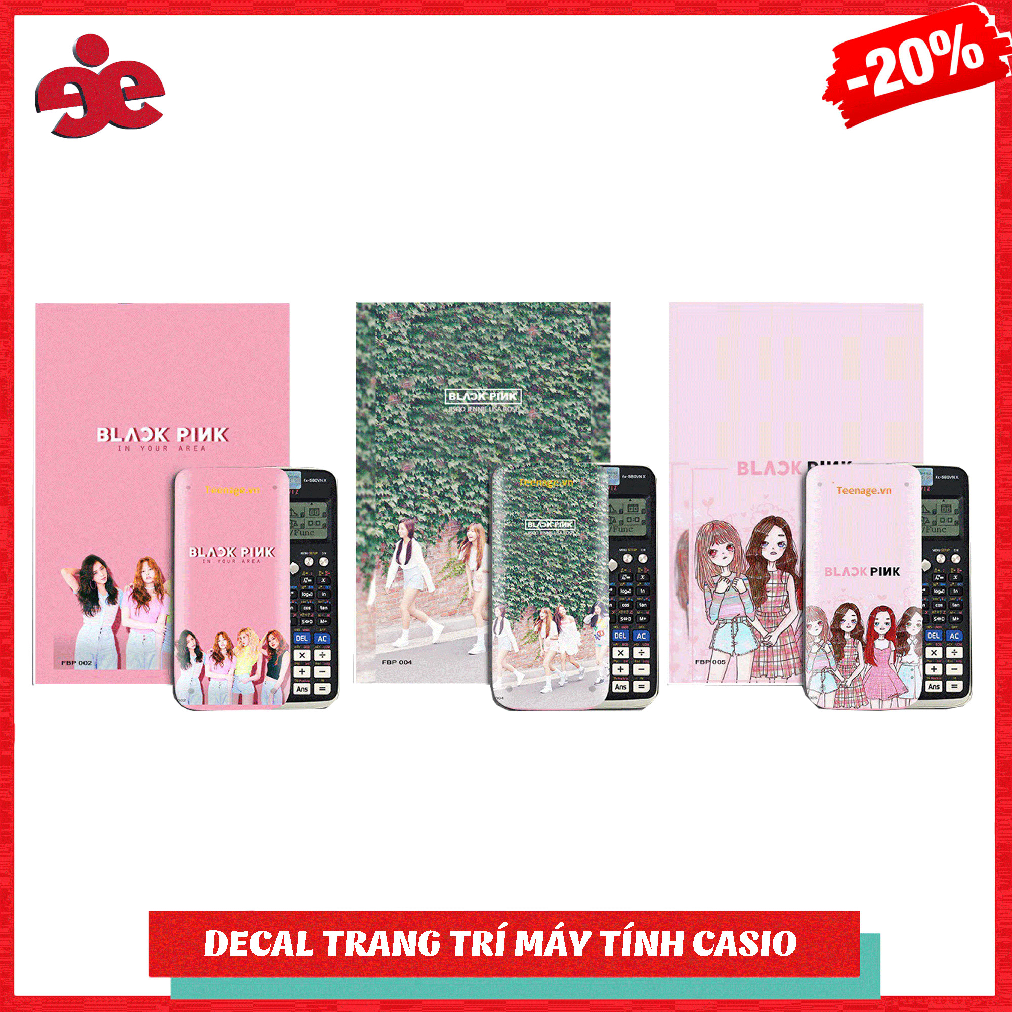 COMBO 3 DECAL TRANG TRÍ MÁY TÍNH CASIO / VINACAL FAN NHÓM NHẠC BLACK PINK