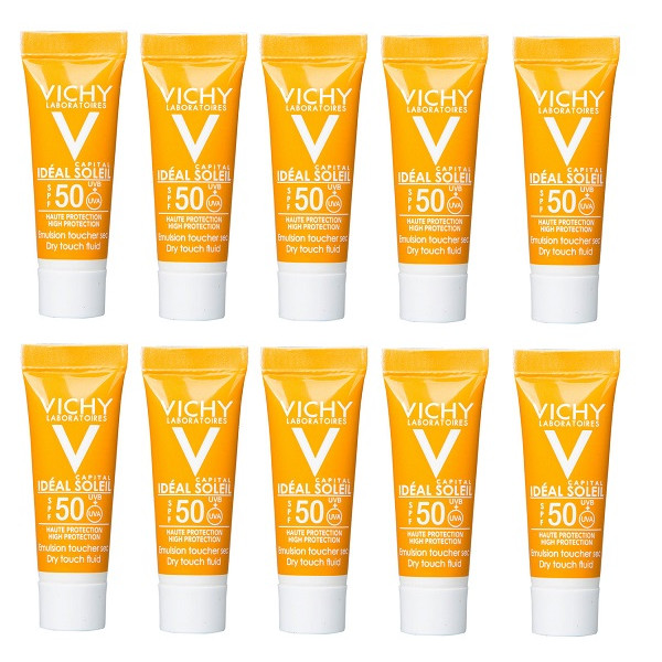 BỘ 10 HỘP SAMPLE VICHY KEM CHỐNG NẮNG KHÔNG GÂY NHỜN RÍT SPF50, UAV+UVB