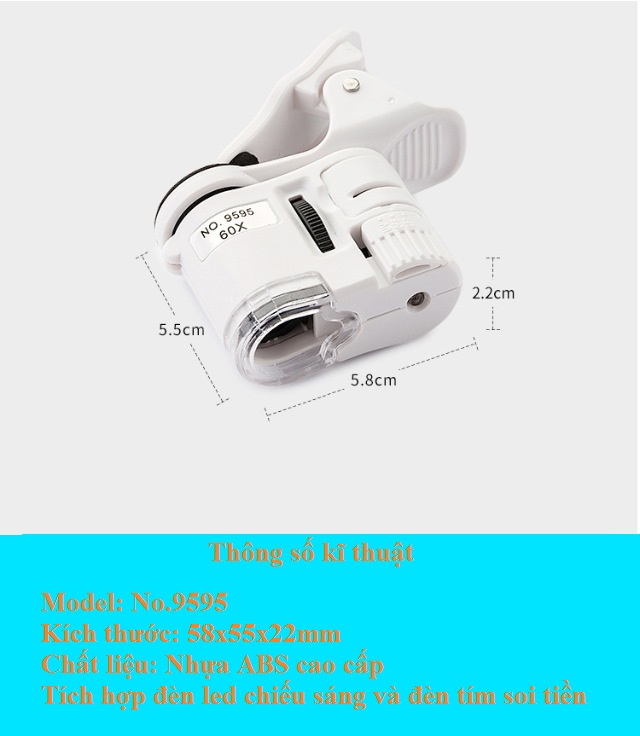 Kính lúp mini 60X kẹp điện thoại V2