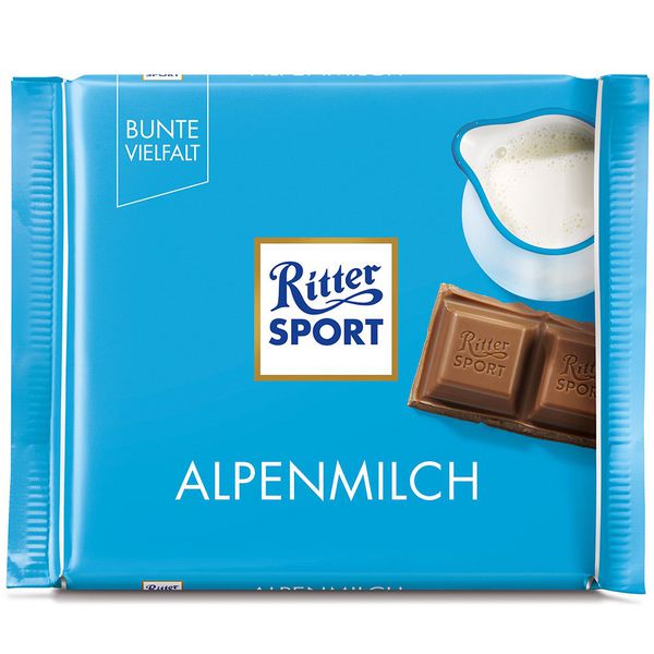 Combo 6 thanh Chocolate Ritter Sport Alpenmilch vị Sữa 100gr (Milk Choco)