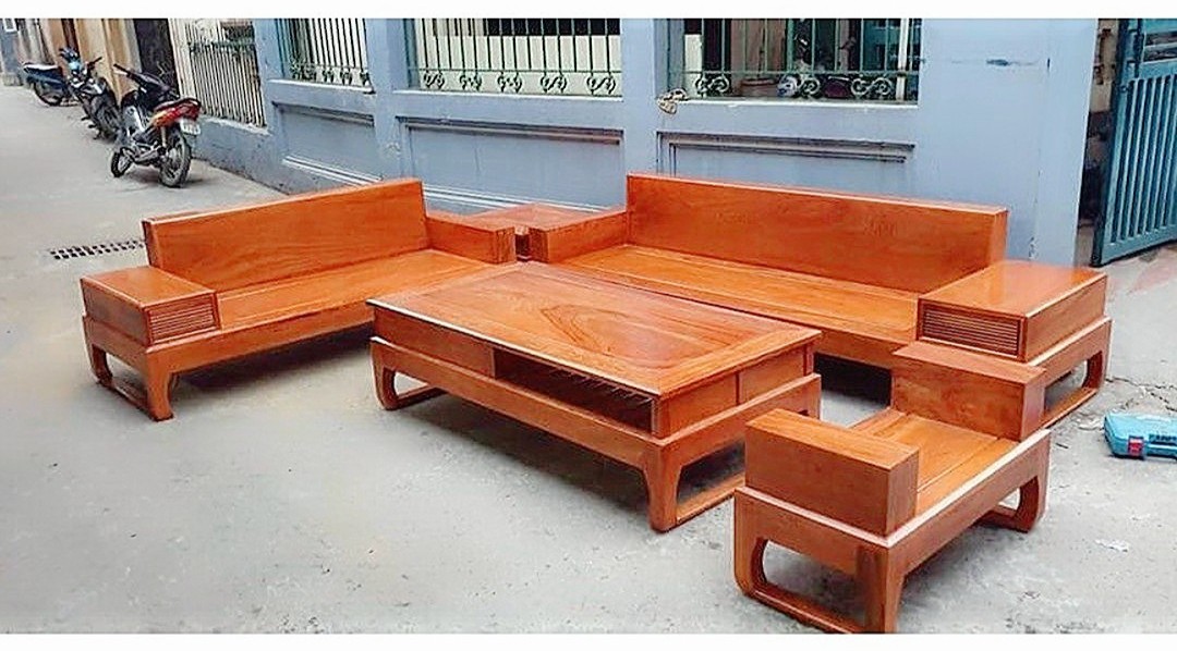 Bộ sofa 2 văng gỗ gõ đỏ M02