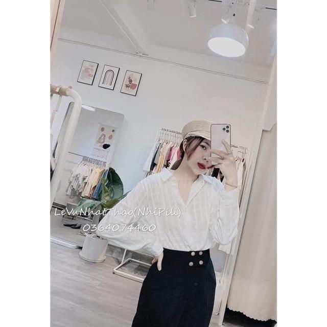 Quần baggy , quần tây lưng siêu cao phối nút vàng cực hot