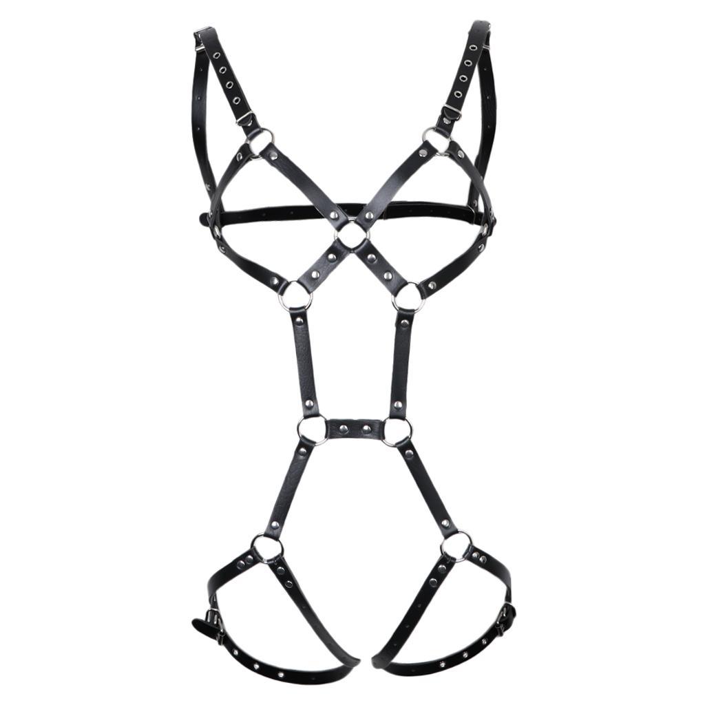 Women's Body Leather Harness  Lingerie Bra Cosplay Costumes
