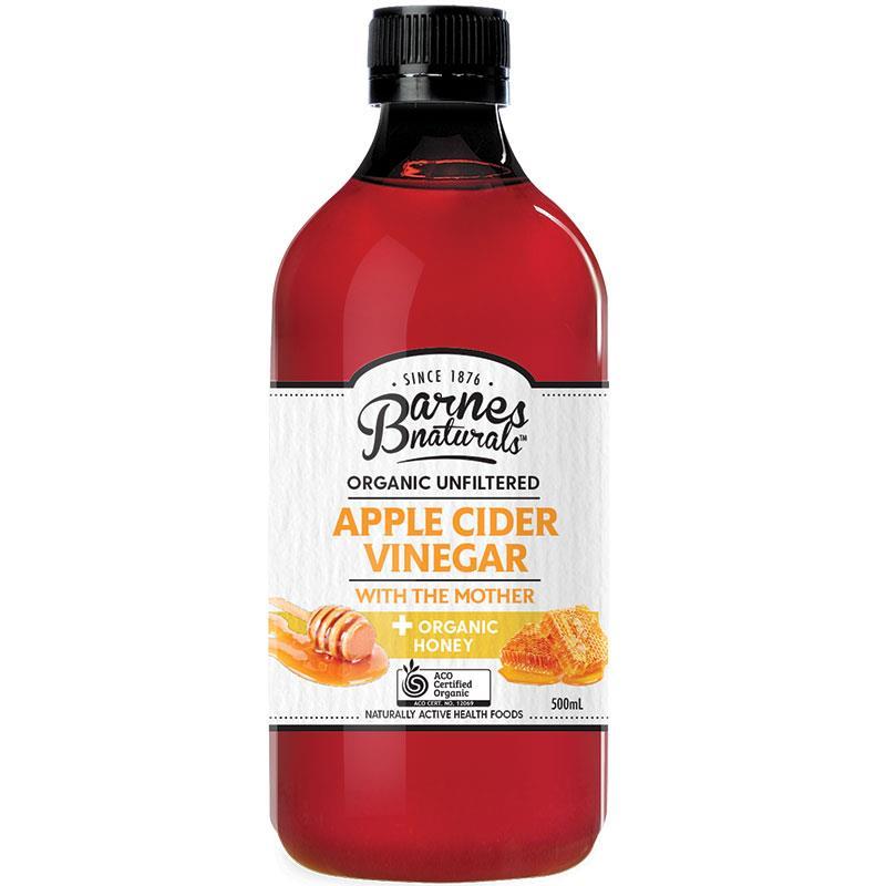 Giấm táo mật ong hữu cơ Barnes Naturals (có giấm cái) Organic Cider Vinegar (with mother) & Honey