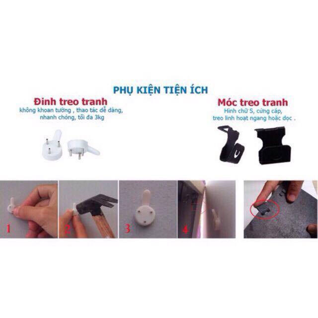 Khung hình treo tường Bộ 2 khung Trắng, Đen KH02 + Tặng đinh 3 chân không cần khoan tường.