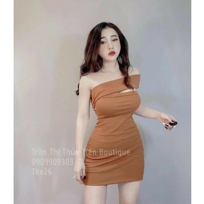 Đầm Body Nữ Váy Lệch Vai Kiểu Mới Chất Thun Mềm Đẹp - LH92