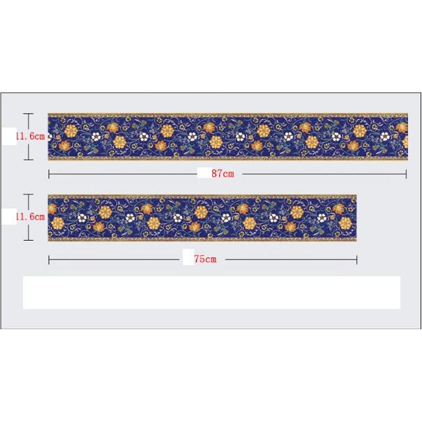 Decal trang trí viền tường Hoa Văn Xanh đậm A.H