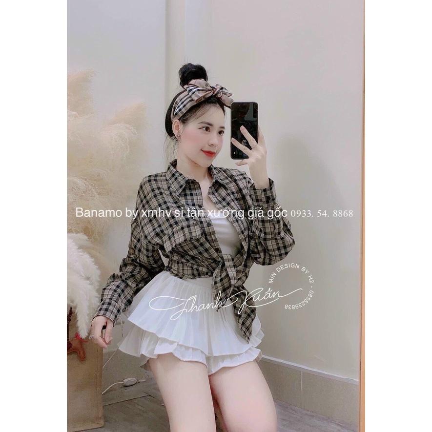 Áo sơ mi kẻ dài tay 2 túi ngực from dài thời trang Banamo Fashion sơ mi kẻ 2 túi ngực dài tay 3918