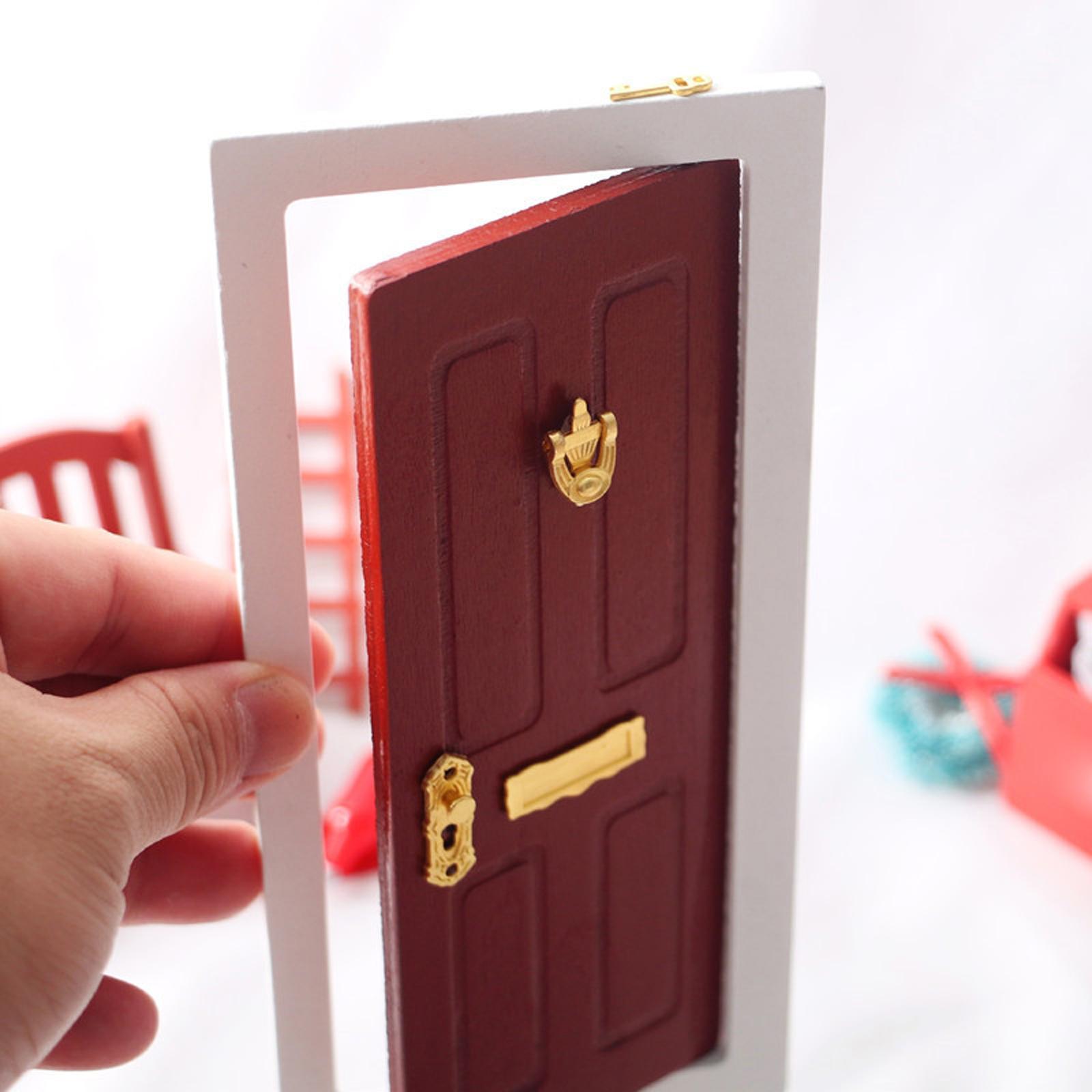 1/12 Miniature Wooden Door Dollhouse Decoration Accessories for Bedroom