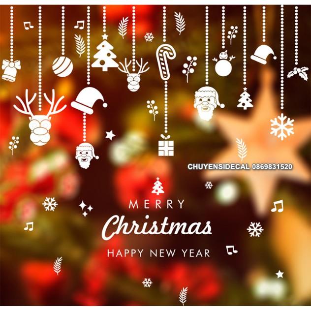 Decal trang trí tường Noel - Rèm dây Phụ Kiện kèm chữ 02