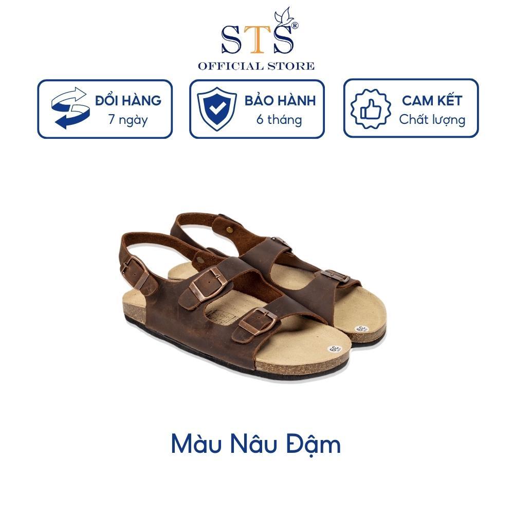 Dép sandal quai ngang Birken đế trấu mát xa chân unisex nam nữ da bò thật hàng xuất khẩu cao cấp BH 6 tháng D02