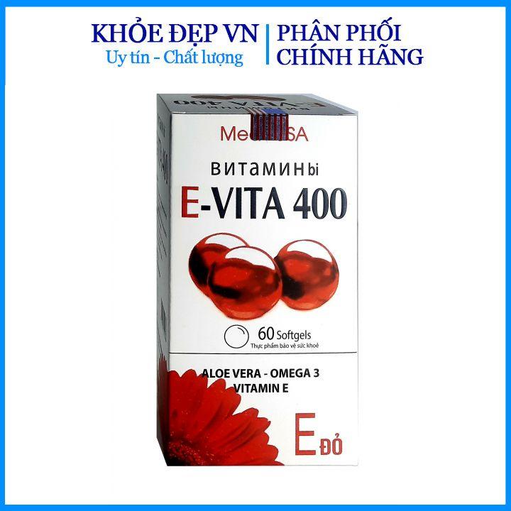 Vitamin E đỏ E-VITA 400 MED USA, giúp làm đẹp da, sáng da, chống oxy hóa, căn bằng nội tiết tố - Hộp 60 viên