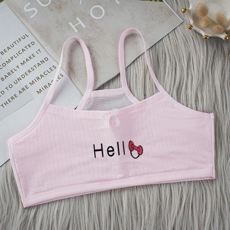 Hình ảnh Bra học sinh áo lá cho bé gái chất cotton co giãn 4 chiều hàng 2 lớp từ 30-46kg